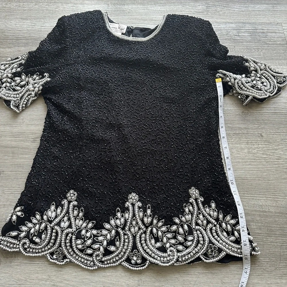 Laurence Cazar party top silk stunning night elegant classy look Sz L - Picture 1 of 7